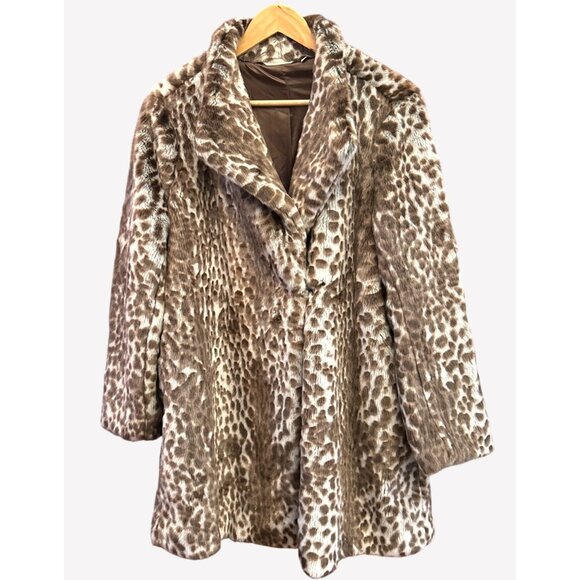 Soft Surroundings Faux Fur Leopard Print Longline Coat Women’s Large Luxe Chic - Picture 1 of 6